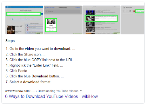 Featured Snippet for the term '‘how to download youtube video'