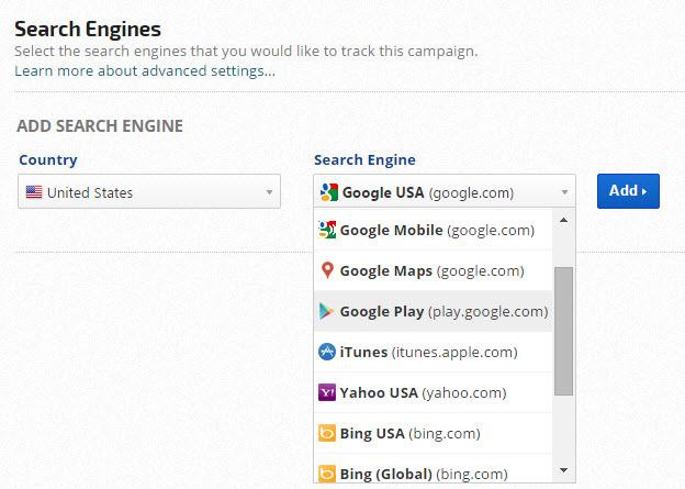 Google Play Store seach engine for app tracking