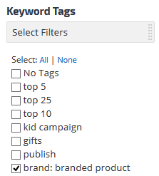 filter results by keyword tag