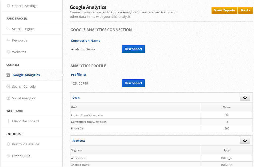 connect Google Analytics