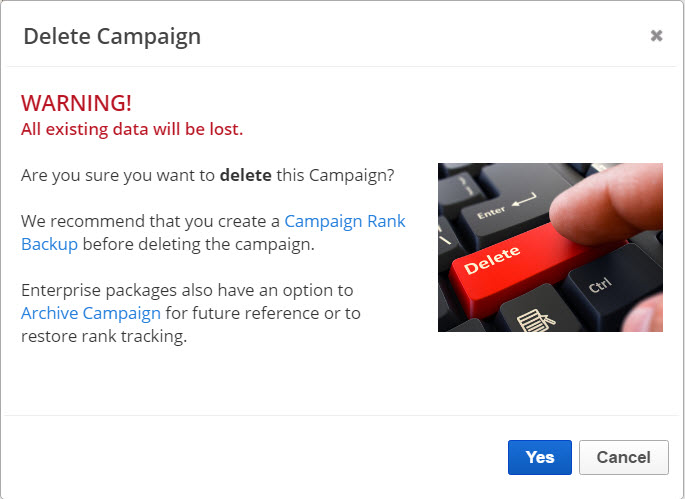 campaign deletion warning