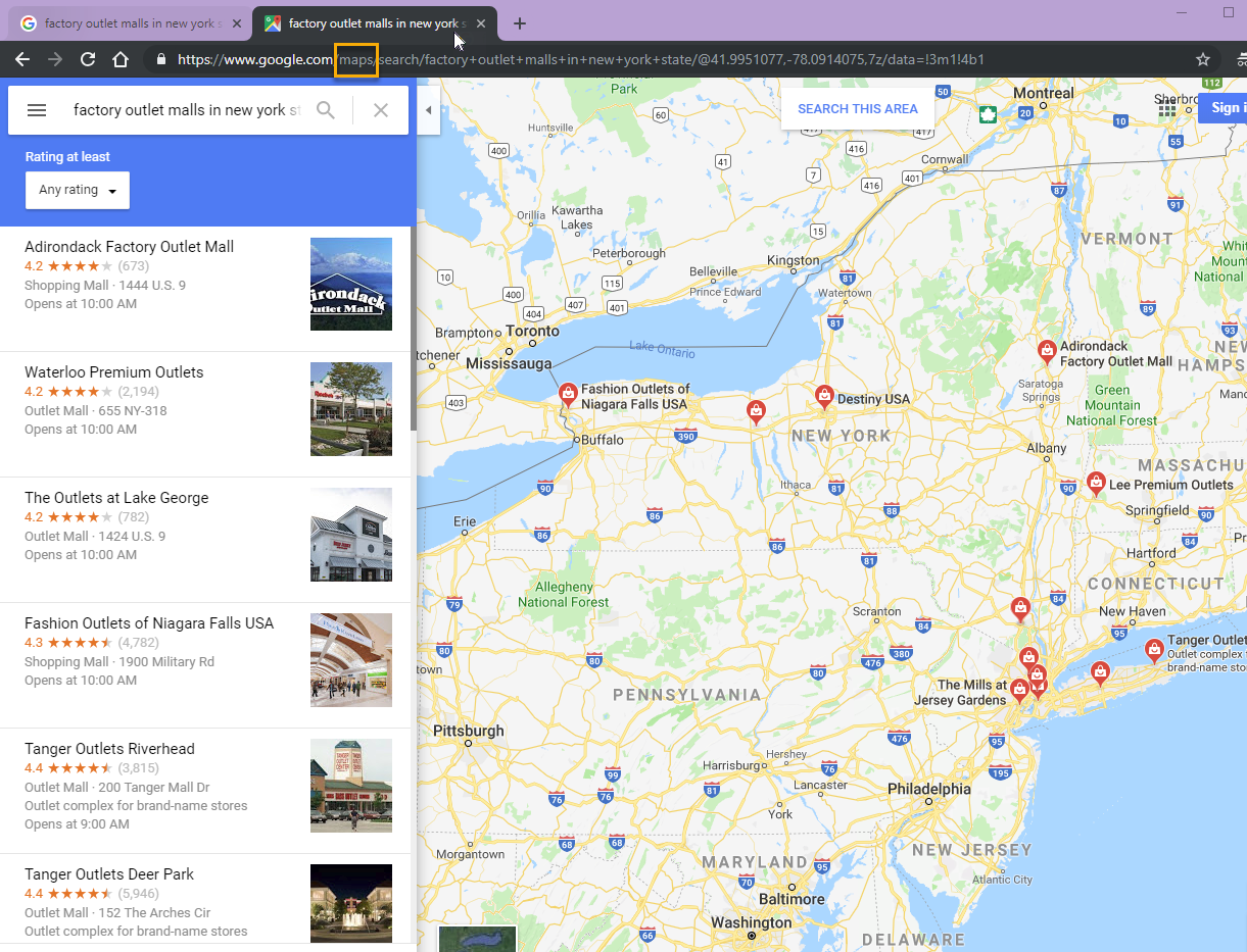 Google Maps search