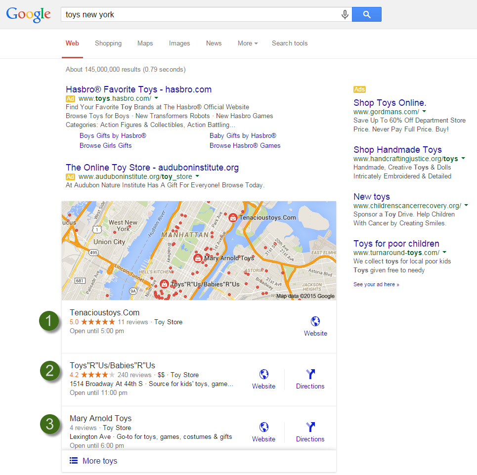 Google Local Pack Results included