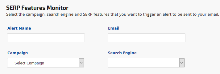 SERP Features Monitor settings