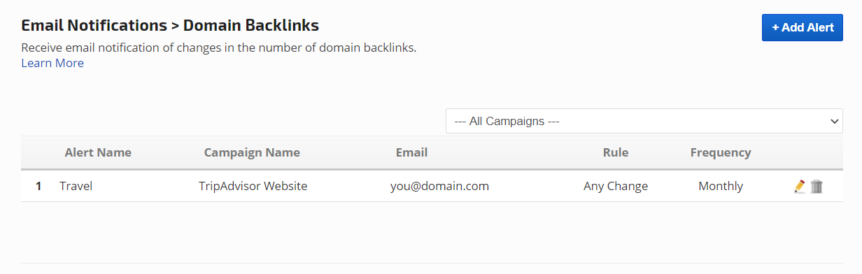 Domain Backlinks Alert
