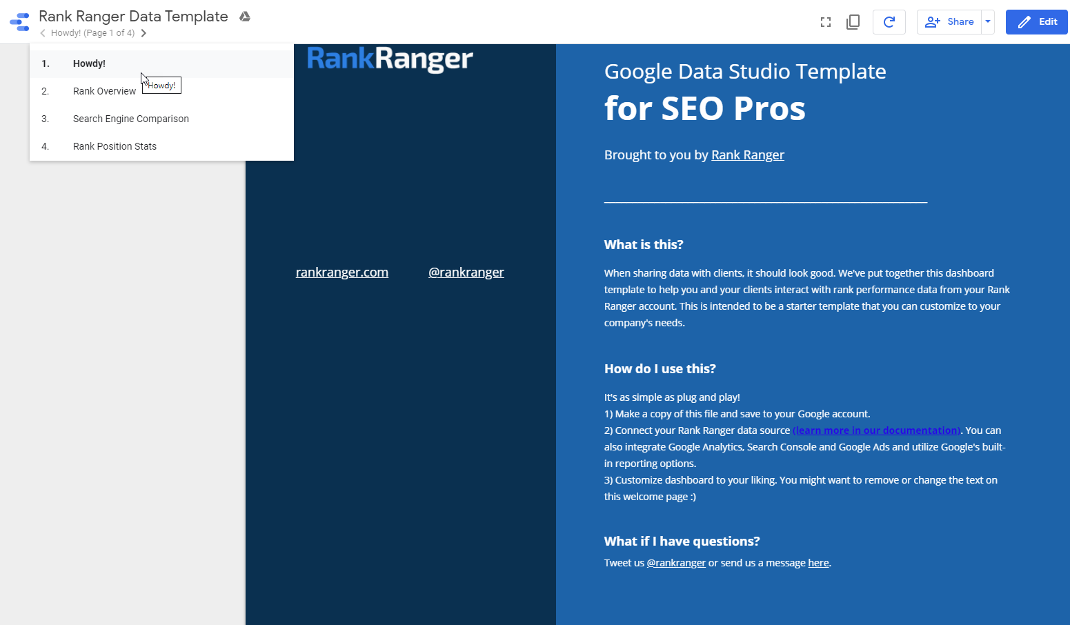 Rank Ranger Data Studio template intro