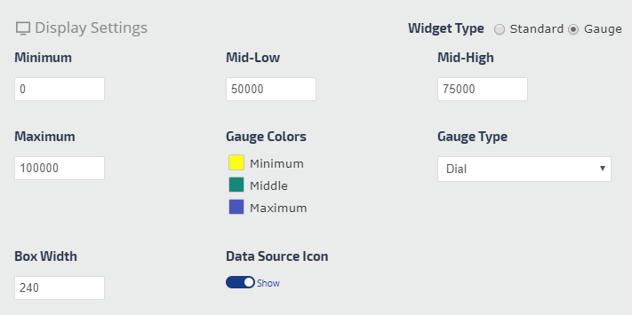 display settings for sample widget