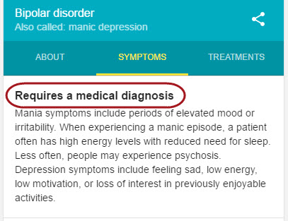 Medical Diagnosis Disclaimer on Symptoms Page 