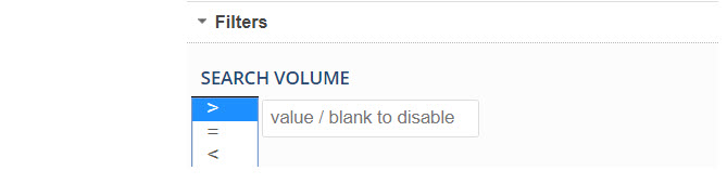 search volume filter